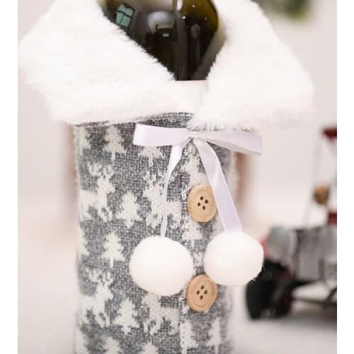 Christmas Plush Wine Bottle Cover Christmas Wine Bags Ornament Festival Party Home Kitchen Decoration