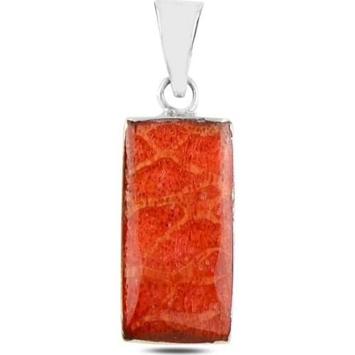 Silver 925 Sterling Coral Pendant
