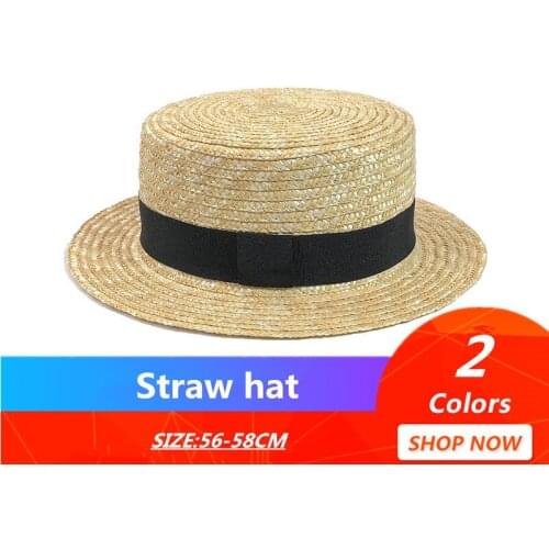 Simple Summer Flat Sun Hats For Women Chapeau Feminino Straw Hat Panama Style Cappelli Side With Bow Beach Bucket Cap Girl Topee