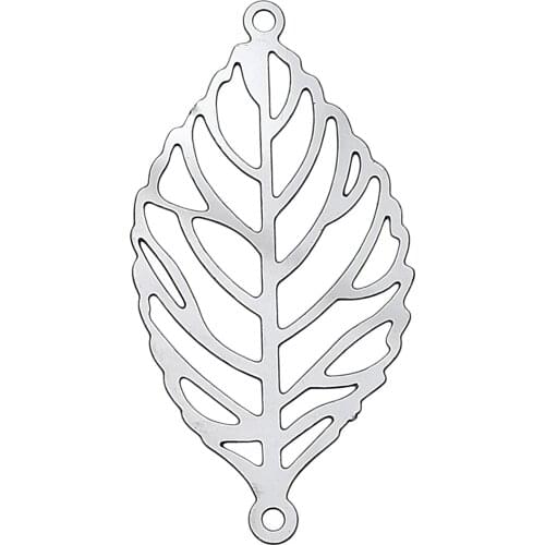 DoreenBeads Filigree Stainless Steel Connectors Jewelry Findings Leaf Silver Color 30 x 15mm, Hole: 1mm 1 Piece 2017 new