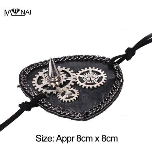 Steampunk Gear Eye Patch Gothic Chain Leather One-Eye Mask Retro Cosplay Accessories