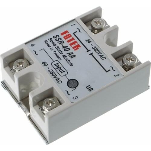 Solid State Relay Module SSR-40AA 40A 250V 3-32V DC Input 24-380VAC Output Power Supplies