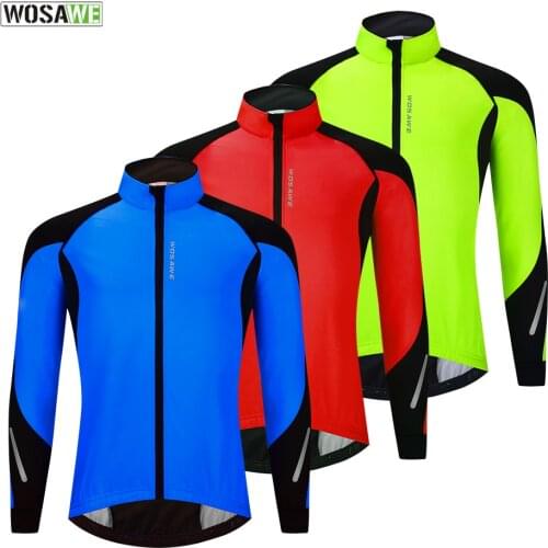 WOSAWE Cycling Bicycle Jacket Winter Thermal Fleece Running Jacket Windproof Breathable Reflective Softshell Windbreaker