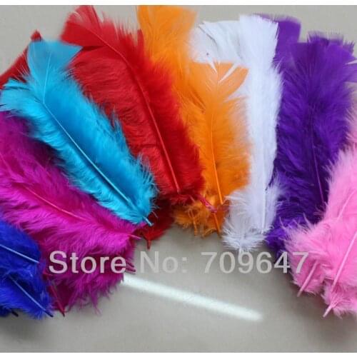Veren! перья! feathers! 200pcs/Lot 8-13cm Turkey Feathers Multicolor Turkey T-Base Plumage Feathers,feathers for crafts