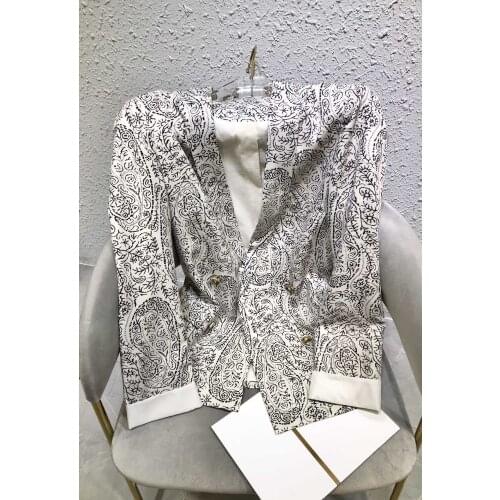 High 2021 New Ladies Quality Fashion Long Sleeve Lapel Printed Suit Jacket 0119