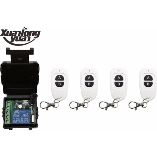 Xuanlongyuan DC12V 1CH RF Wireless Mini Switch Relay Receiver Remote Controllers & White AB keys Waterproof Transmitter /lamp