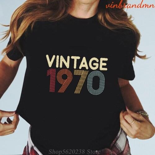 Vintage 1970 Birthday T Shirts 70s Birthday Party Tops Harajuku Women Tshirt Causal Loose Shirts Thanksgiving Day Streetwear