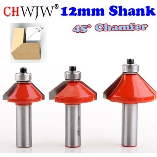 1Pc 12mm Shank 45 Degree Chamfer & Bevel Edging Router Bit Horse Nose Bit with bearing Wood Cutting Tool woodworking router bits
