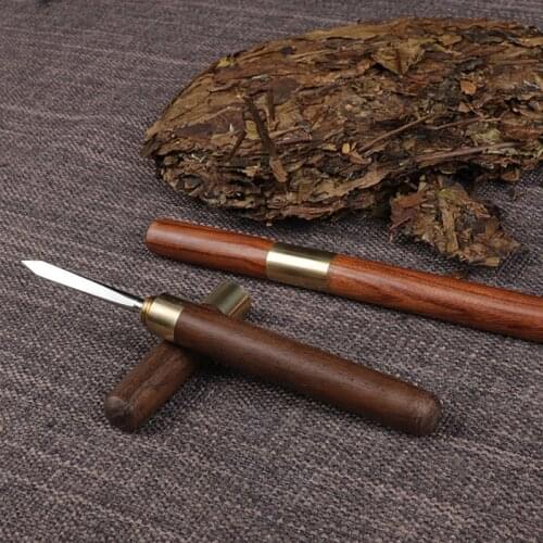 1PC Rosewood Tea Breaking Stainless Steel Accessories Prying Tea Knife Needle Pick Wood Handle