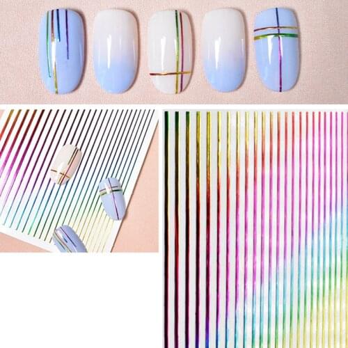 3D DIY Design Colorful Nail Stickers Self-adhesive Stripe Shape Mixed Patterns Transfer Decals Foils Nail Art Decoration