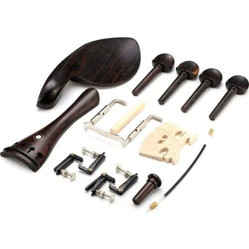 4/4 Ebony Violin Parts Tailpiece Pegs Chinrest Maple Bridge Set Spare Parts