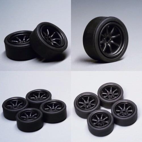 8PCS 1/64 Scale Alloy Car Model SpeedGC Painted Wheels+Tires 5.0mm/10.0mm Size for Modified Hot Wheel/Matchbox/Tomica