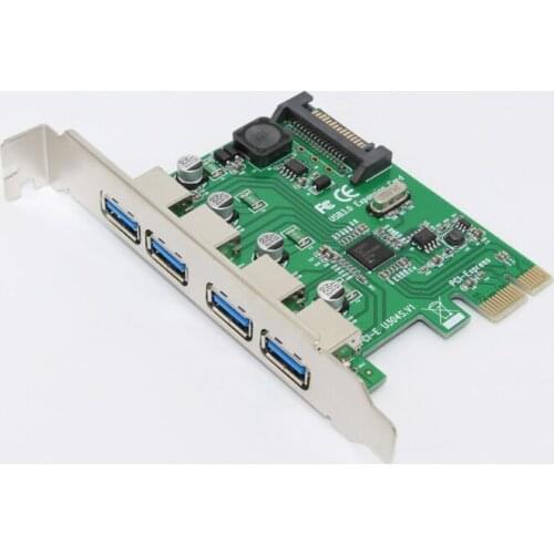 PCI-E Express x1 to 4 Port USB 3.0 Controller Card Adapter Hub Super Speed 5Gbps