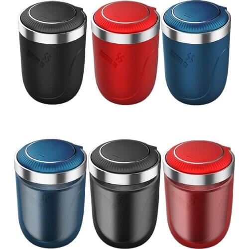 Car Ashtray With LED Light Portable Detachable Smoking Stand Cylinder Cup Holder For Car Interior Accessories