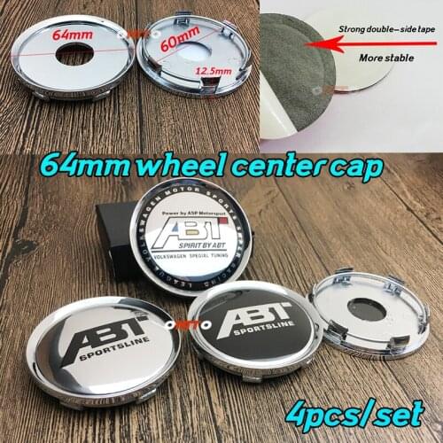 Car Styling 4PCS/SET ABT Sport line Logo Emblem Wheel Center Cap Rim Wheel Hub Cap 64MM 6.4CM Dust-proof For Universal Auto