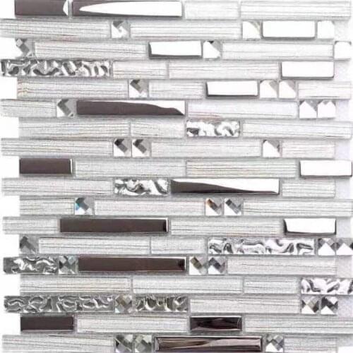Interlocking White Glass Diamond Mosaic Tiles, Dining room wall tiles bathroom shower