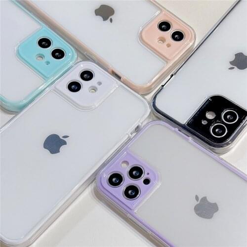Cute Green Purple TransParent Phone Case For iPhone 12 11 Pro XS MAX XR X 8 7 Plus SE 20 ShockProof PC+TPU Back Cover Coque Gift