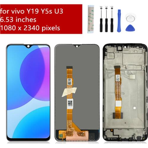 For vivo Y19 LCD y5s display u3 touch screen digitizer assembly y19 screen replacement u3 display repair parts 6.53"