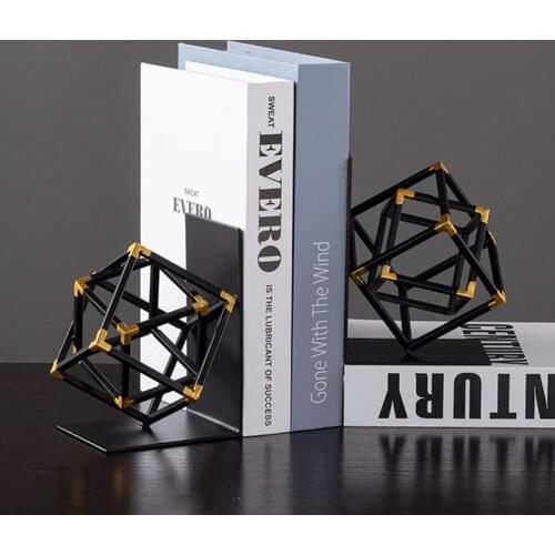 European Modern Book Storage Shelf Home Decor Nordic Metal Cube Book Stand Creative Bookends Ornament Office Decoration Crafts