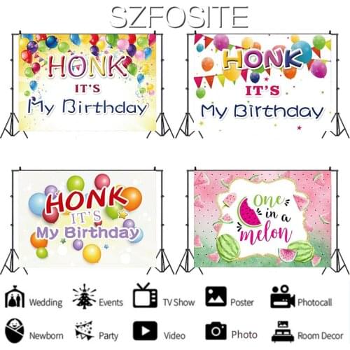 Honk Its My Birthday Balloon White Backdrop Child Party Decoration Kids Room Baby Bath Newborn Custom Vinyl Background Photo