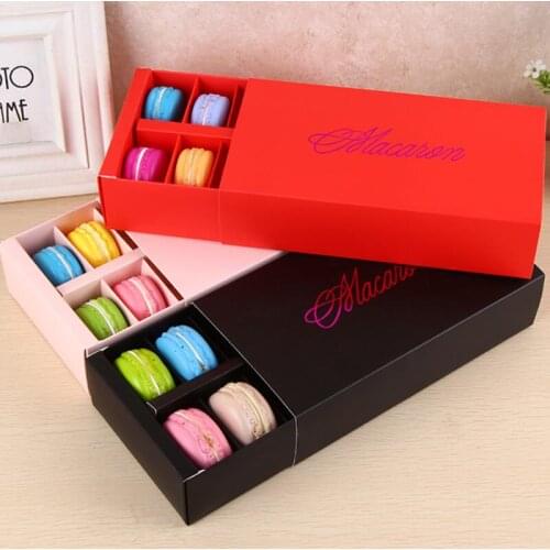 Macaron Box Holds 12 Cavity 20*11*5cm Paper Party Candy Gifts Boxes For Bakery Cupcake Snack Muffin Box LX8270