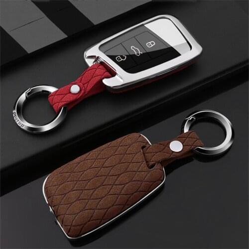 Leather Zinc Alloy Car Key Case Cover Shell For Volkswagen VW Golf mk7 Seat Ibiza Leon FR 2 Altea Aztec For Skoda Octavia