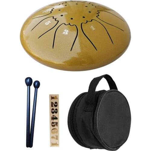 Mini Steel Tongue Drum Metal Hand Drum 5 Inch C Tone 8 Notes Percussion Instrument Stainless Steel with Storage Bag Drumstick