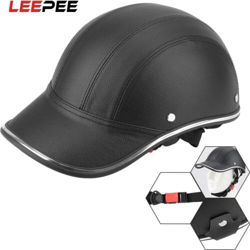 LEEPEE Motorcycle Half Helmet For Cafe Racer Chopper Scooter Baseball Cap Style Half Face Vintage Summer Cap Safety Hard Hat