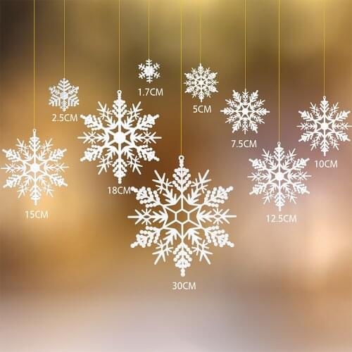 Multi-spec mixed shape plastic white snowflake Christmas ornaments Christmas pendant New Year family Christmas ornaments