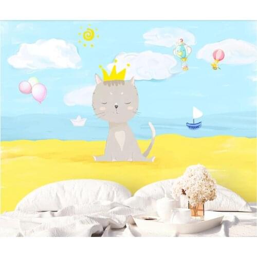 Kids Bedroom Wallpaper 3D Carton Cat Wall Mura Custom Photo Wall Papers Roll for Children Room Waterproof Contact Paper