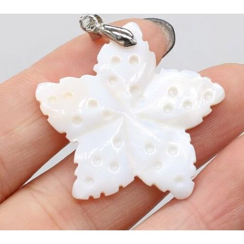 Natural Five Pointed Star Shape Shell Pendant for DIY Earring Necklace Accessories Jewelry Making Women Gift Size 33x33mm