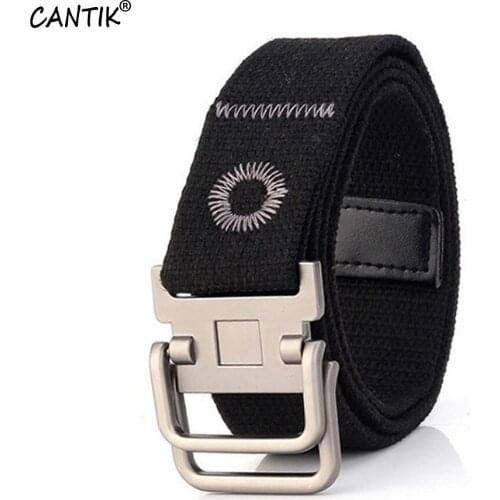 CANTIK 2020 New Arrival Double Loop Versatile Alloy Buckle Pure Canvas Leisure Styles Belt for Men Manufacturer Direct CBCA088