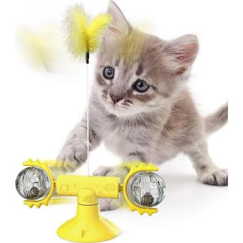 New Arrivals Funny Toy For Cats Turntable Spinning Windmill Toy Funny Cat Feather Pet Products ABS Material