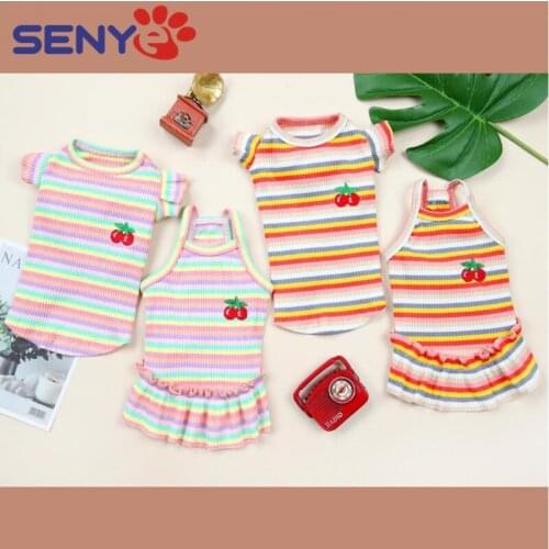 Pet Clothes Pet Clothes Dog Clothes Spring And Summer Puppy Lovers Thin Clothes Wholesale Color Stripe Cat Skirt Vest Puppy New