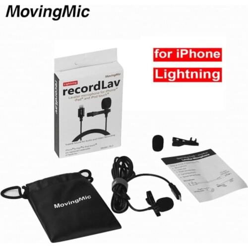 Movingmic RL3 China OEM Professional Lavalier Microphone Clip Mic for iPhone Collar Microphone With Lightning Plug