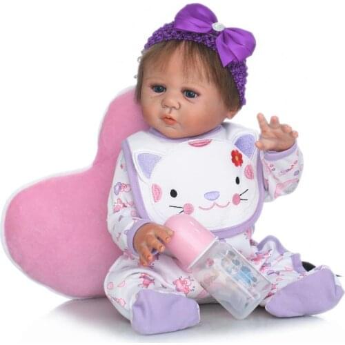 Realista bebe reborn Girls bonecas 50cm full silicone vinyl reborn baby doll toys for children birthday gift