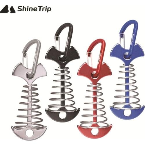 ShineTrip 8 PcsAluminum Alloy Outdoor Camping Tent Nail Fishbone Stopper Anchor Tent Peg Wind Rope Buckle Nails Accessories