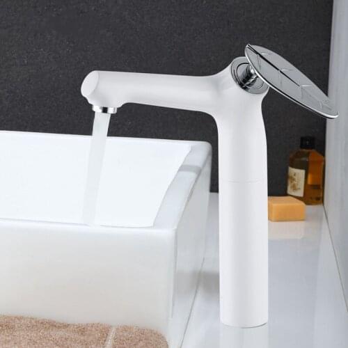 Basin Faucets Single Handle Single Hole Wash Faucet Mixer Tap Black/Chrome/Golden/White Finish Bathroom Sink Faucet Deck Mounted