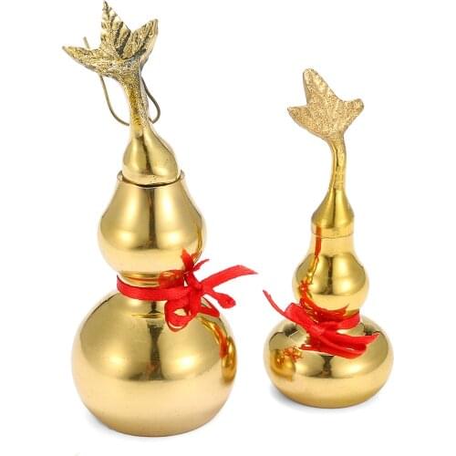 Traditional Chinese Natural Feng Shui Gourd Brass Mental Golden Wu Lou Luo Lu Health Enhance Luck Ornament Home Decor New