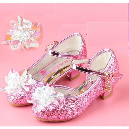 2019 new childrens crystal shoes high heels girls shoes princess shoes girls spring and autumn new rhinestone shoes 26-37