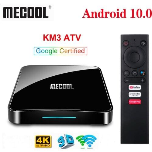 20pcs MECOOL KM3 ATV Androidtv Google Certified Android 10.0 TV Box 4GB RAM 64GB Amlogic S905X2 4K Dual Wifi Set Top Box