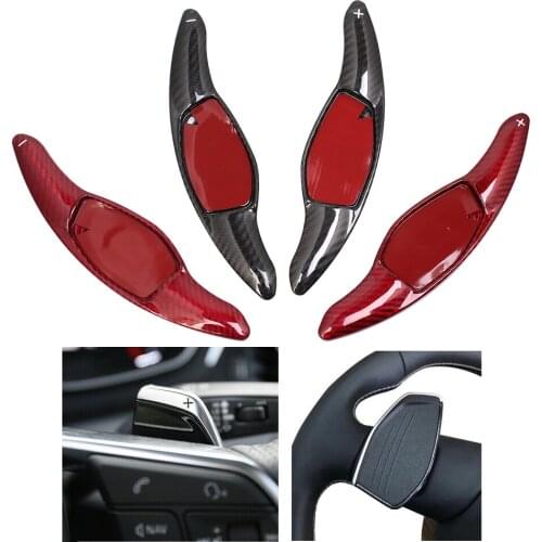 Carbon Fiber Steering Wheel Shift Paddle Extension Shift Cover For Audi R8 RS3 RS4 RS5 TT RS Car Steering Wheel Shifter DSG