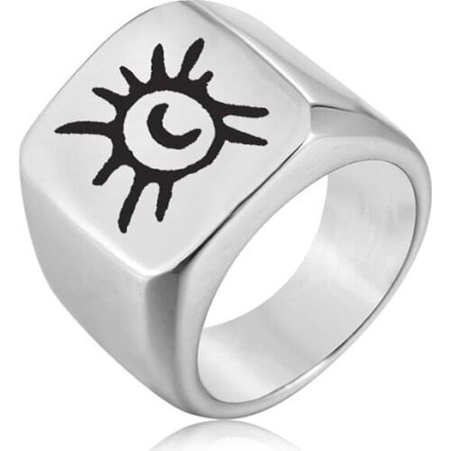 Ufine Fashion Square Ring Viking sign Titanium Steel Mens Ring Cast stainless steel symbol Rings jewelry R095