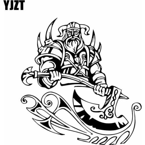 YJZT 16.1*16.9CM Firece Strong Powerful Viking Warrior Car Sticker Decal Soldier Black/Silver Covering The Body Vinyl C21-0117