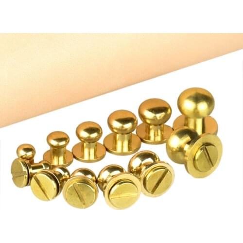 10PCS Round Head Solid Brass Screw Rivet Knob Leather Bag Belt Stud Nail Button For Sewing Handmade DIY Accessories Material