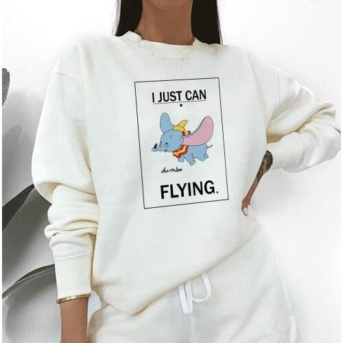 Disney Brave Dumbo Flying Hooded Pullover Tumblr Top Brands Stylish Women Sweatshirts Cute Girls Cartoon Long Sleeve Hoodies