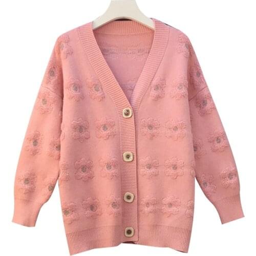 Women Sweaters Coats 2020 Winter Knitted Cardigans Loose School Style Sweater Plus Size Streetwear Korean Ropa Mujer Jumper W057