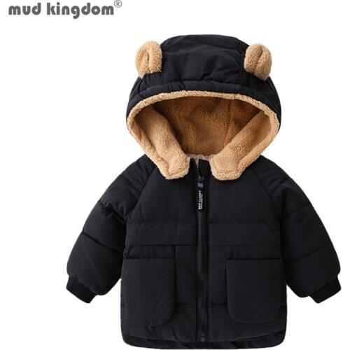 Mudkingdom Cute Boys Girls Hooded Coats Winter Warm Heavyweight Long Sleeve Thick Warm Faux Fur Jacket for Boy Clothes Outerwear