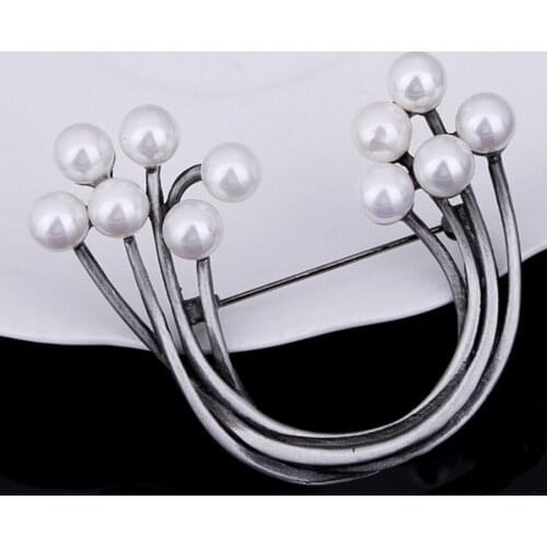 10PCS Simulated Pearl U Shape Brooch Pins Corsage Women Clothes Accessories Party Banquet Brooches Vintage Jewelry XZ205