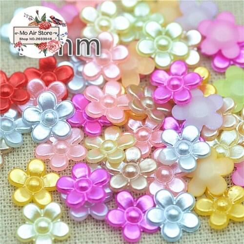200pcs/lot 11mm mix color flower pearl Beads ABS Resin Flatback Simulated pearl Beads Jewelry Crafts